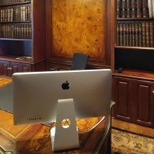 Faux burl and wood grained panels and mahogany wood grained walls office view2